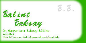 balint baksay business card